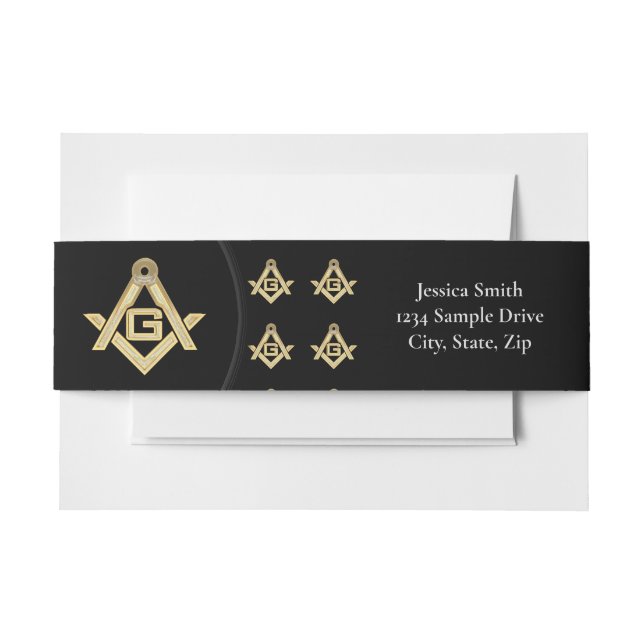 Masonic Golden Rush Invitation Belly Band (Front Example)
