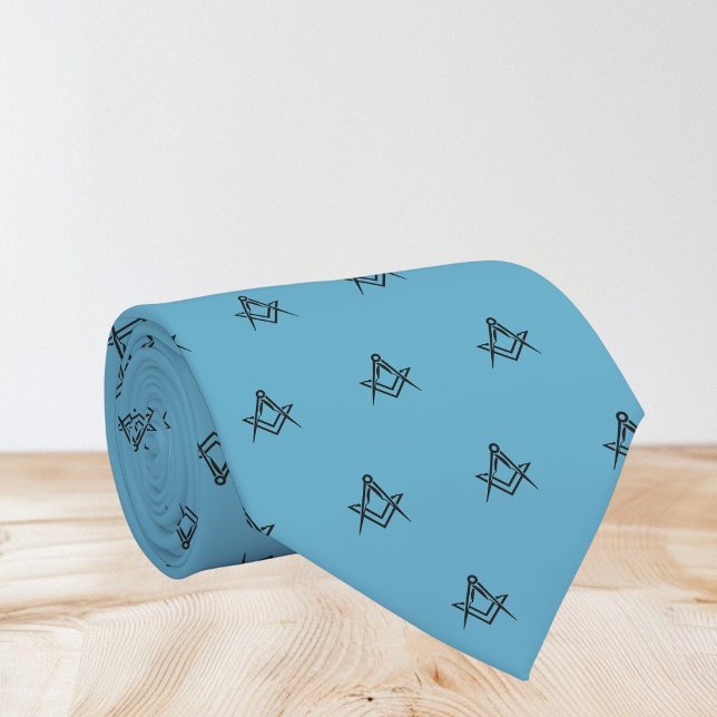 Masonic Masonry Freemason Blue Pattern Tie (Creator Uploaded)