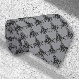 Masonic Masonry Freemason Grey Pattern Tie
