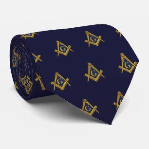 Masonic Masonry Freemason Navy Blue  Pattern Tie