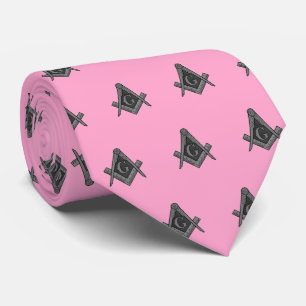 Masonic Masonry Freemason Pattern Pink Tie