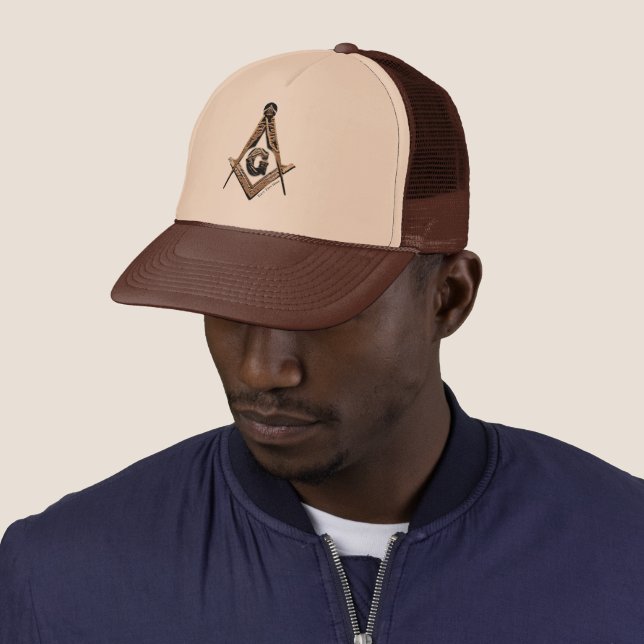 Masonic Minds (GoldenBrownish) Trucker Hat (In Situ)