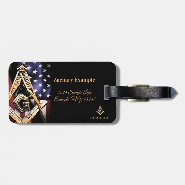 Masonic Minds (Yellowish)USA Luggage Tag (Back Horizontal)