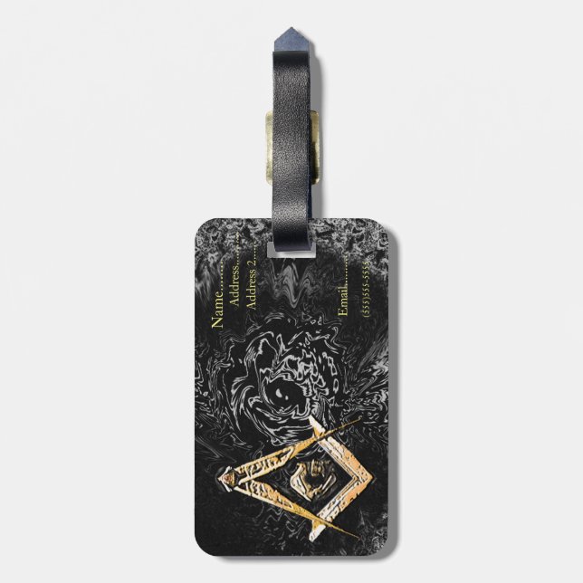 Masonic Minds (YellowSwish) Luggage Tag (Back Vertical)
