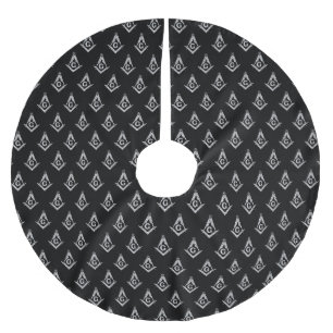 Masonic Pattern (Black) Brushed Polyester Tree Skirt