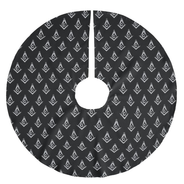 Masonic Pattern (Black) Brushed Polyester Tree Skirt (Front)