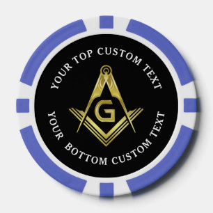 Masonic Poker Chips   Gold Square and Compass