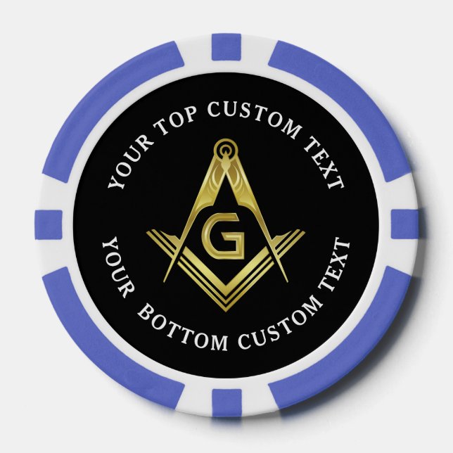 Masonic Poker Chips | Gold Square and Compass (Front)