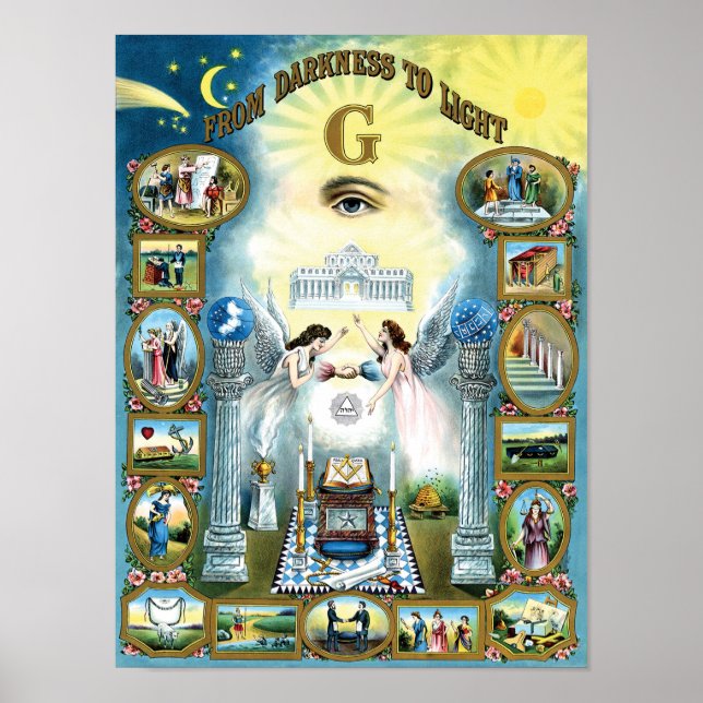 Masonic Poster From Darkness to Light Freemasonry (Front)