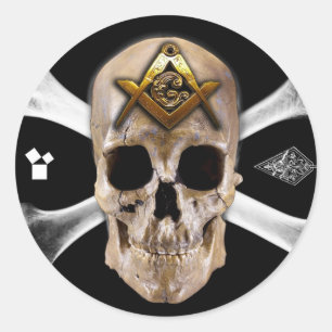 Masonic Skull & Bones Compass Square Classic Round Sticker