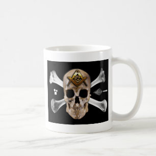 Masonic Skull & Bones Compass Square Coffee Mug