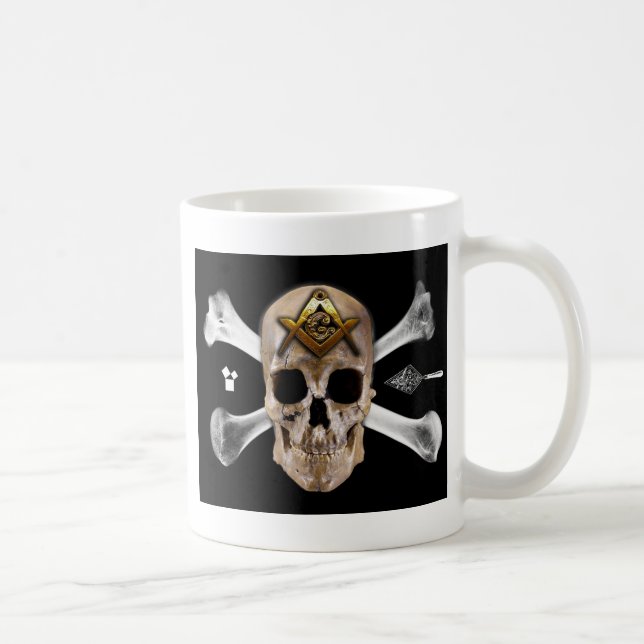 Masonic Skull & Bones Compass Square Coffee Mug (Right)