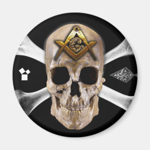 Masonic Skull & Bones Compass Square Magnet