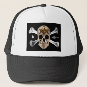Masonic Skull & Bones Compass Square Trucker Hat