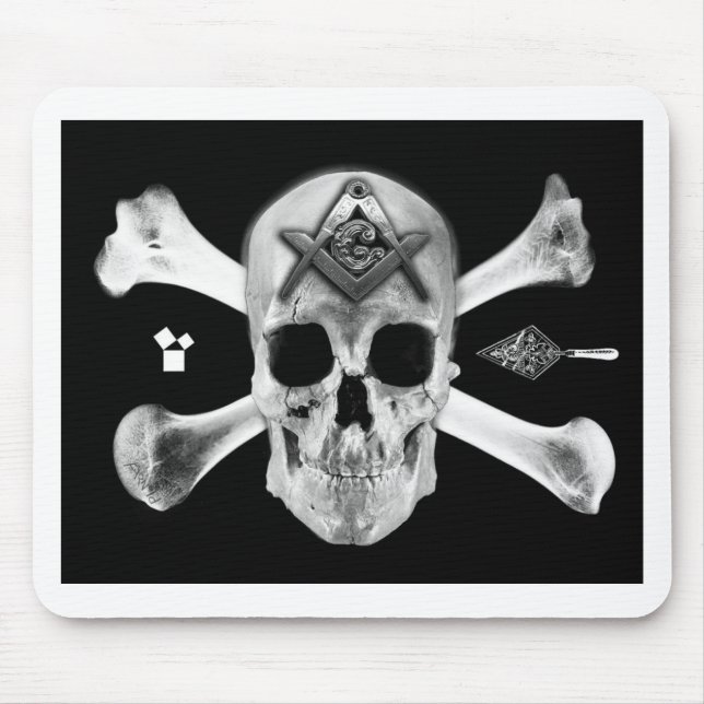 Masonic Skull & Bones, Square and Compass, Trowel, Mouse Mat (Front)