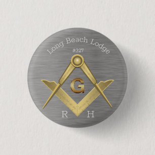 Masonic Square and Compass Monogram 3 Cm Round Badge