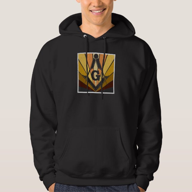 Masonic Square and Compass - Vintage Retro Freemas Hoodie (Front)