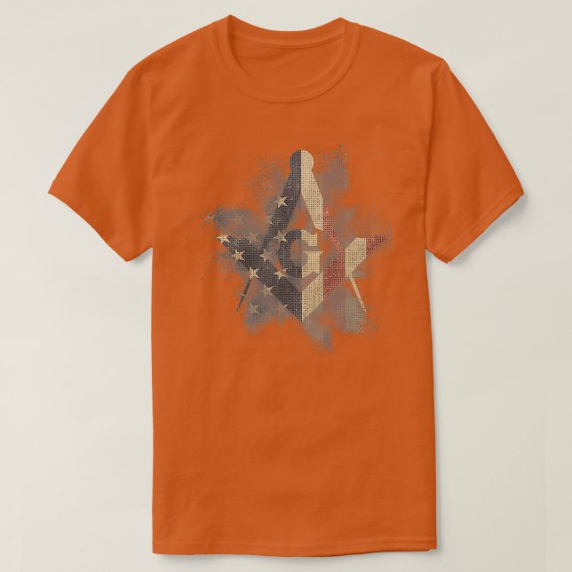 Masonic Square and Compass with EEUU Flag  T-Shirt (Design Front)