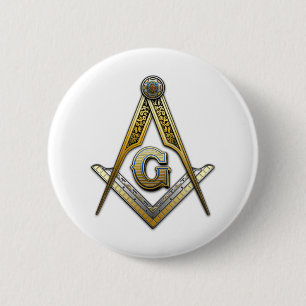 Masonic Square and Compasses 6 Cm Round Badge