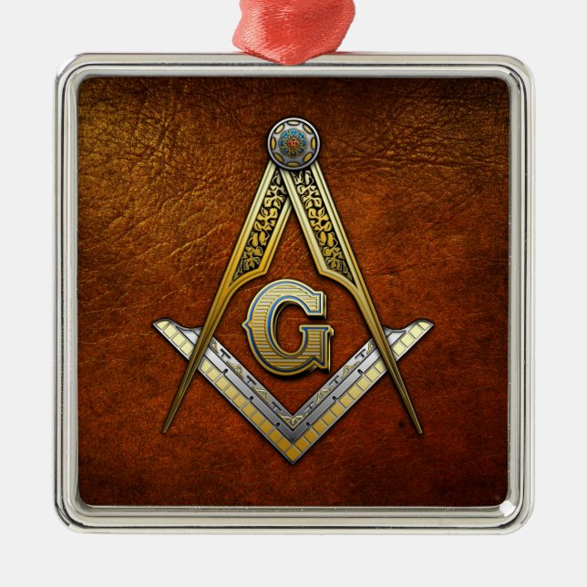 Masonic Square and Compasses Metal Tree Decoration (Front)