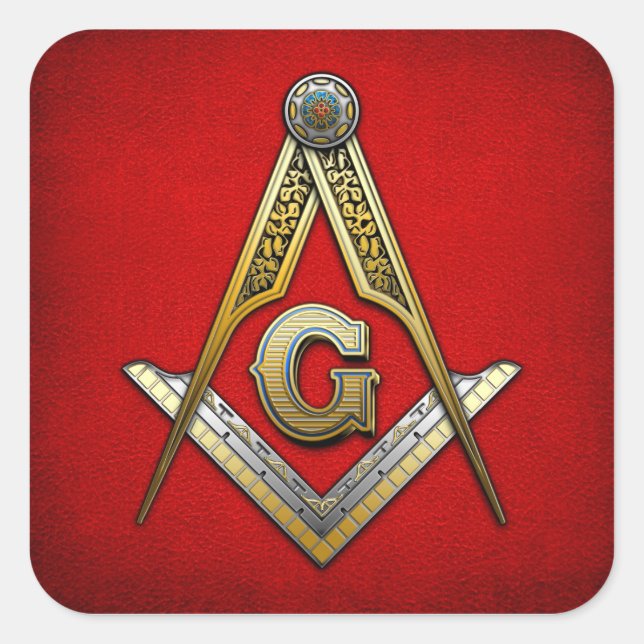 Masonic Square and Compasses Square Sticker (Front)