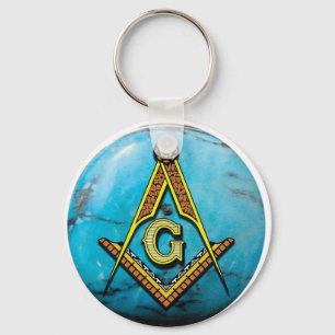 Masonic Square & Compass Turquoise Key Ring