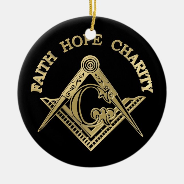 Masonic symbol ceramic tree decoration (Front)