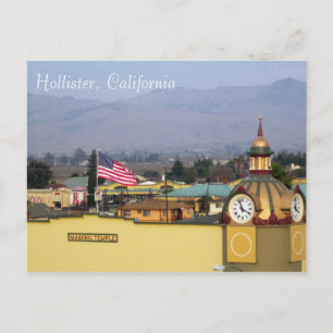 Masonic Temple Clock Tower in Hollister, CA Postcard