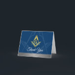 Masonic Thank You Cards | Navy Blue Gold Freemason<br><div class="desc">Send your guests personalised masonic thank you cards after your Annual Installation of Officers, or whenever you would like to express thanks with a special fraternal touch! These custom freemason thank you note cards complement great with other personalised masonic cards and invitations found in this unique collection. The front side...</div>