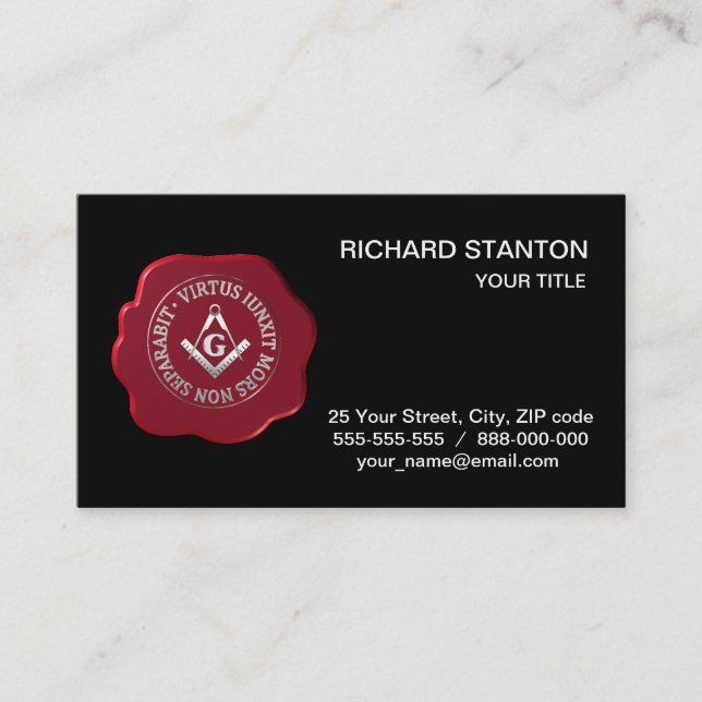 Masonic wax seal business card (Front)