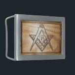 Masonic wooden design rectangular belt buckle<br><div class="desc">Wooden design of Masonic Emblem ... </div>