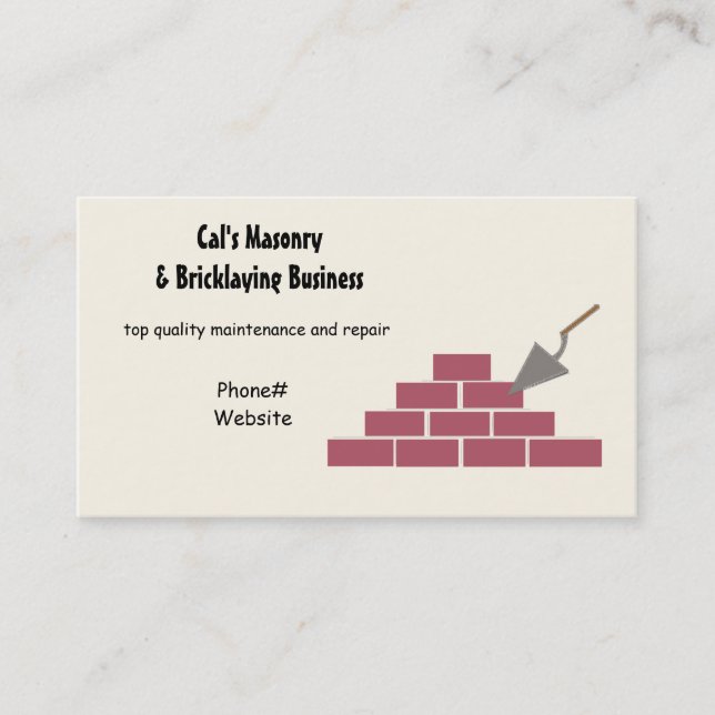 Masonry and Bricklaying Services Business Card (Front)
