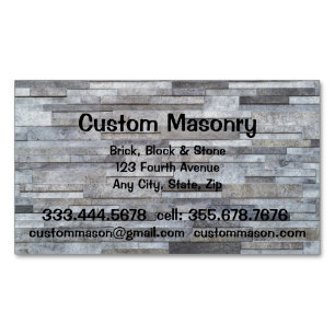 Masonry Brick, Block Stone Custom Magnetic Business Card