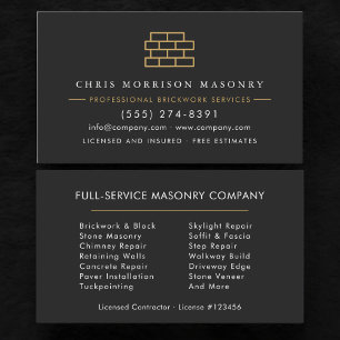 Masonry Brick Mason Contractor Company Business Card