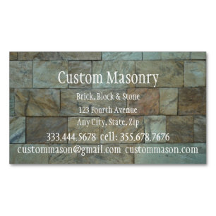 Masonry Brick Rock Stone Block Custom Magnetic Business Card