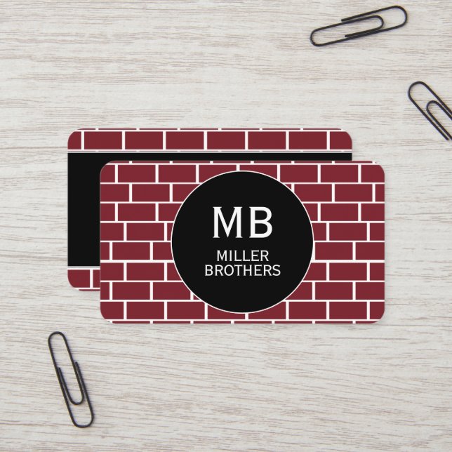 Masonry Bricklayer Bricks Template Minimalist Business Card (Front/Back In Situ)