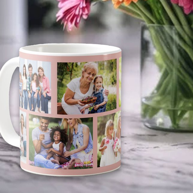 Masonry Grid Soft Pink 8 Photo Collage Coffee Mug (Creator Uploaded)