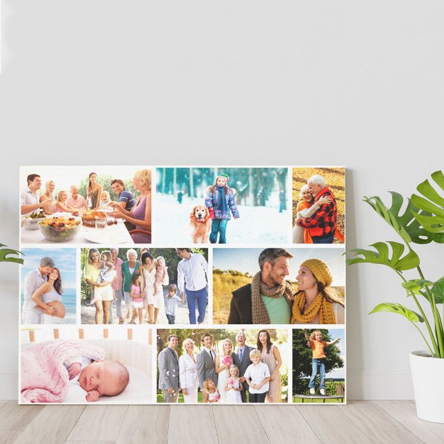 Masonry Style Family Photo Collage White Canvas Print (Creator Uploaded)