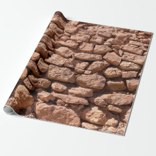 Masonry texture from large rough red stones. Weath Wrapping Paper