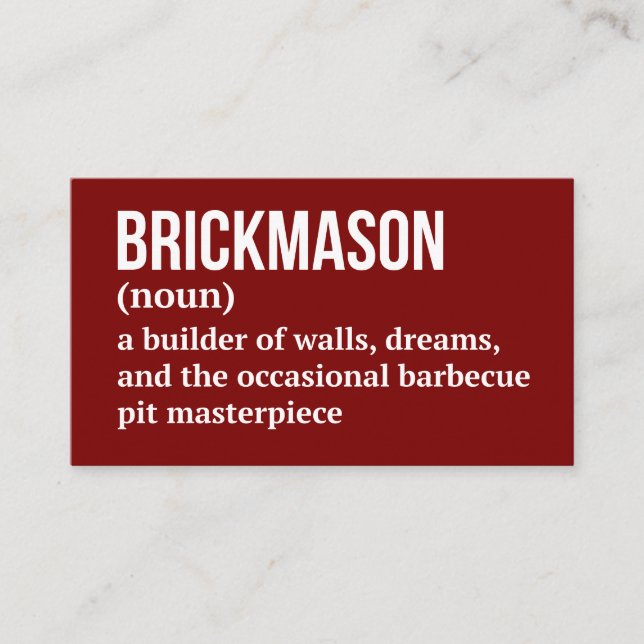 Masonry Worker Definition Humour Business Card (Front)