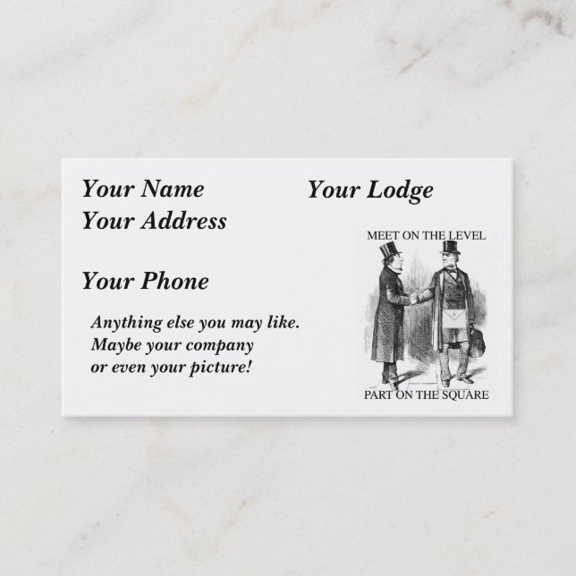 Masons Meeting Name or Business card (Front)
