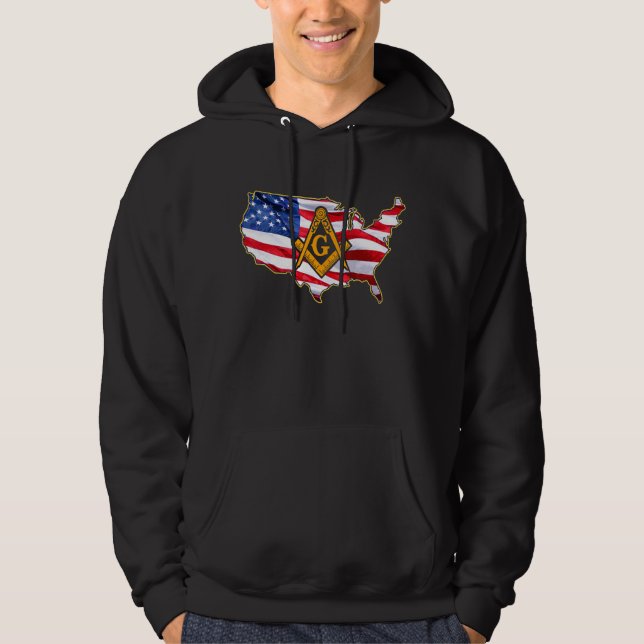 Masons Us Flag Map Masonic Father's Independence D Hoodie (Front)