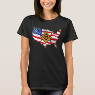 Masons Us Flag Map Masonic Father's Independence D T-Shirt