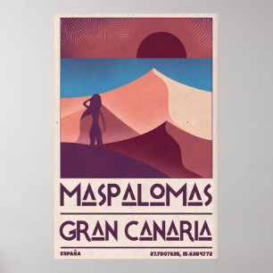 Maspalomas Vintage Wall Art Retro Travel Poster
