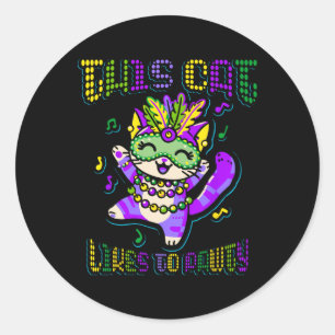Masque Mardi Apparel Costumes Mardi Gras Cat  Classic Round Sticker