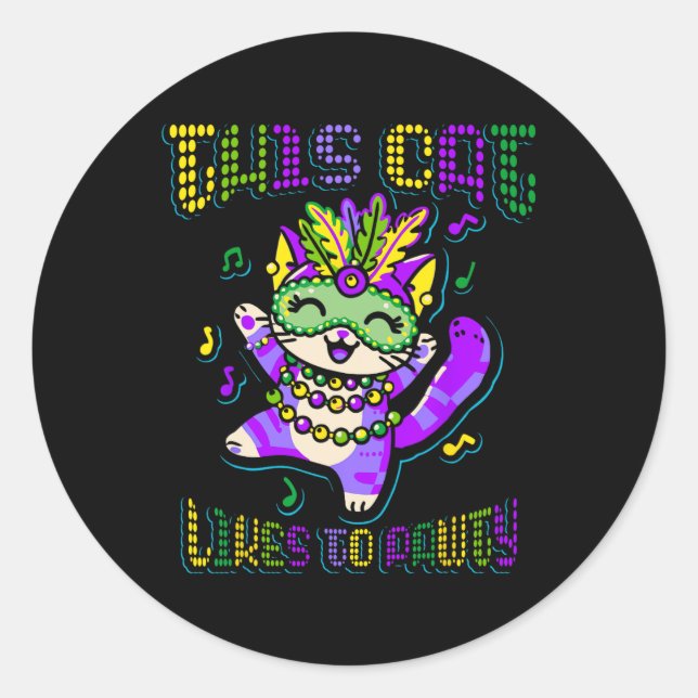 Masque Mardi Apparel Costumes Mardi Gras Cat  Classic Round Sticker (Front)