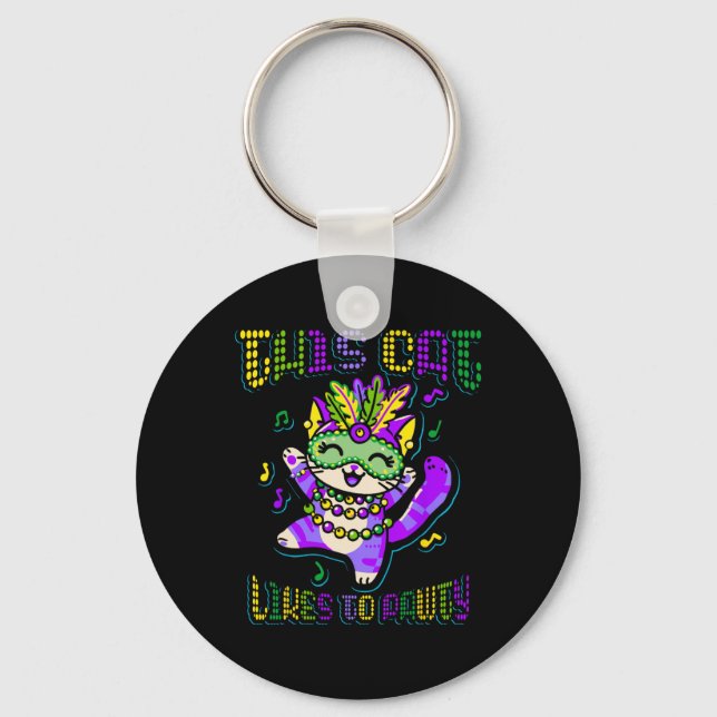 Masque Mardi Apparel Costumes Mardi Gras Cat  Key Ring (Front)