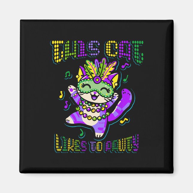 Masque Mardi Apparel Costumes Mardi Gras Cat  Magnet (Front)