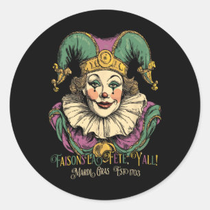 Masque Mardi Apparel Costumes Vintage Mardi Gras C Classic Round Sticker