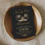 Masquerade 21st Birthday Black Gold Mask Invitation<br><div class="desc">Modern black and gold invitation Template is perfect for stylish 21st birthday party. Elegant-minimalistic themed invite is full of fun and modern design elements,  elegant calligraphy and modern fonts. Birthdays are special days,  and this invite can help it make a memorable for friends.</div>